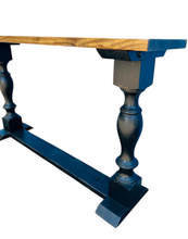 Load image into Gallery viewer, Farmhouse Entryway Table: Distressed Black Console Table with Provincial Brown Top