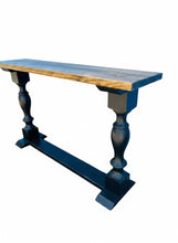 Load image into Gallery viewer, Farmhouse Entryway Table: Distressed Black Console Table with Provincial Brown Top