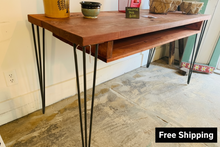Load image into Gallery viewer, Handmade Industrial Desk: Gunstock Wood Top, Hairpin Metal Legs