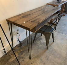 Load image into Gallery viewer, Handmade Industrial Desk: Provincial Wood Top with Hairpin Metal Legs