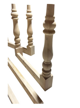 Load image into Gallery viewer, DIY Farmhouse Table Kit Turned Legs Unfinished Wood Base Fits 5-Foot or 6-Foot Tops