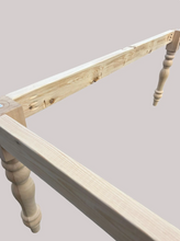 Load image into Gallery viewer, DIY Farmhouse Table Kit Turned Legs Unfinished Wood Base Fits 5-Foot or 6-Foot Tops