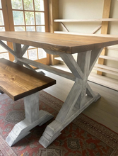 Load image into Gallery viewer, DIY Trestle Table Legs: Solid Wood Farmhouse Kitchen Table Base