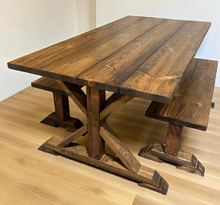 Load image into Gallery viewer, DIY Trestle Table Legs: Solid Wood Farmhouse Kitchen Table Base
