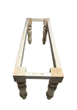 Load image into Gallery viewer, DIY Farmhouse Bench Kit Turned Legs Unfinished Wood Base Fits 4-Foot or 5-Foot Seating