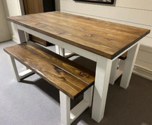 Load image into Gallery viewer, Farmhouse Table Kit Straight Legs DIY Dining Base Unfinished Wood Furniture Build Custom