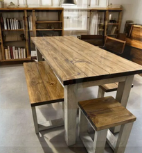 Load image into Gallery viewer, Farmhouse Table Kit Straight Legs DIY Dining Base Unfinished Wood Furniture Build Custom
