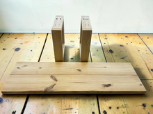 Load image into Gallery viewer, DIY Bench Kit Farmhouse Wood Dining Entryway Mudroom Unfinished Pine Custom Seating
