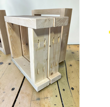 Load image into Gallery viewer, DIY Bench Kit Farmhouse Wood Dining Entryway Mudroom Unfinished Pine Custom Seating