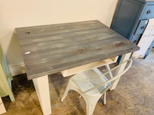 Load image into Gallery viewer, Rustic Farmhouse Desk: Antique White Base, Gray Whitewash Top