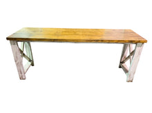 Load image into Gallery viewer, 6-Foot Rustic Farmhouse Desk: Provincial Top, Distressed White Base