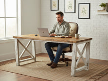 Load image into Gallery viewer, 6-Foot Rustic Farmhouse Desk: Provincial Top, Distressed White Base