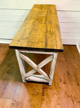 Load image into Gallery viewer, 6-Foot Rustic Farmhouse Desk: Provincial Top, Distressed White Base