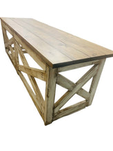 Load image into Gallery viewer, Rustic Farmhouse Desk: Dark Walnut Top, White Distressed Base, X Accents