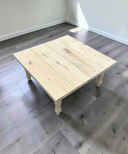 Load image into Gallery viewer, DIY Coffee Table Kit Unfinished Wood Top Turned Legs Rustic Farmhouse Living Room Furniture