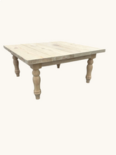 Load image into Gallery viewer, DIY Coffee Table Kit Unfinished Wood Top Turned Legs Rustic Farmhouse Living Room Furniture