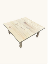 Load image into Gallery viewer, DIY Coffee Table Kit Unfinished Wood Top Turned Legs Rustic Farmhouse Living Room Furniture
