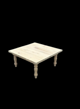 Load image into Gallery viewer, DIY Coffee Table Kit Unfinished Wood Top Turned Legs Rustic Farmhouse Living Room Furniture