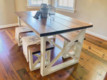Load image into Gallery viewer, X Table Legs Unfinished Wood Dining Base Farmhouse Rustic DIY Furniture Set