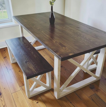 Load image into Gallery viewer, X Table Legs Unfinished Wood Dining Base Farmhouse Rustic DIY Furniture Set