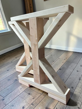 Load image into Gallery viewer, Narrow Trestle Table Legs Unfinished Wood Farmhouse DIY Console Buffet Dining Base