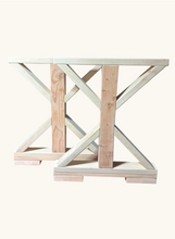 Load image into Gallery viewer, Narrow Trestle Table Legs Unfinished Wood Farmhouse DIY Console Buffet Dining Base