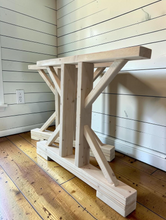 Load image into Gallery viewer, Unfinished Trestle Dining Table Legs: DIY Farmhouse Kitchen Table Base Kit