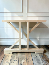 Load image into Gallery viewer, Unfinished Trestle Dining Table Legs: DIY Farmhouse Kitchen Table Base Kit