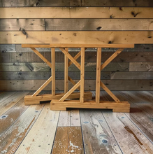 Load image into Gallery viewer, Unfinished Trestle Dining Table Legs: DIY Farmhouse Kitchen Table Base Kit
