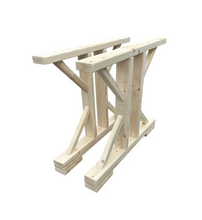 Load image into Gallery viewer, Unfinished Trestle Dining Table Legs: DIY Farmhouse Kitchen Table Base Kit