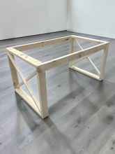 Load image into Gallery viewer, X Table Base Kit DIY Farmhouse Dining Wood Legs Skirting Rustic Unfinished Furniture