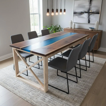 Load image into Gallery viewer, X Table Base Kit DIY Farmhouse Dining Wood Legs Skirting Rustic Unfinished Furniture