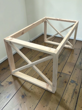 Load image into Gallery viewer, X Table Base Kit DIY Farmhouse Dining Wood Legs Skirting Rustic Unfinished Furniture
