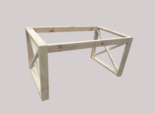 Load image into Gallery viewer, X Table Base Kit DIY Farmhouse Dining Wood Legs Skirting Rustic Unfinished Furniture