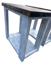Load image into Gallery viewer, Rustic Farmhouse End Table Set, Rectangle Wooden Bedside Stand, Distressed Provincial Livingroom Accent