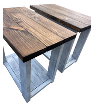 Load image into Gallery viewer, Rustic Farmhouse End Table Set, Rectangle Wooden Bedside Stand, Distressed Provincial Livingroom Accent