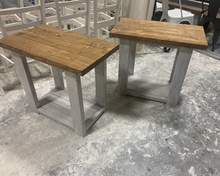 Load image into Gallery viewer, Handmade Rustic End Table Set: Distressed White Farmhouse Side Tables