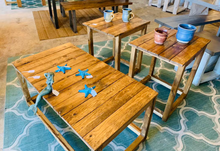 Load image into Gallery viewer, Rustic Farmhouse Living Room Table Set: Early American Brown Wood