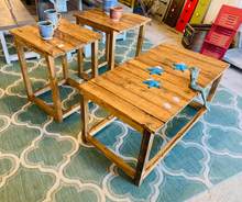 Load image into Gallery viewer, Rustic Farmhouse Living Room Table Set: Early American Brown Wood