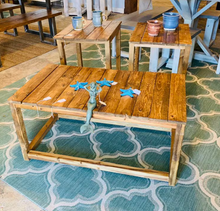 Load image into Gallery viewer, Rustic Farmhouse Living Room Table Set: Early American Brown Wood