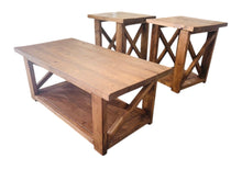 Load image into Gallery viewer, Farmhouse Coffee Table and End Tables Set: Rustic Provincial Brown Finish