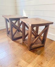 Load image into Gallery viewer, Farmhouse Coffee Table and End Tables Set: Rustic Provincial Brown Finish