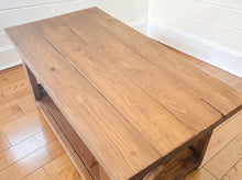 Load image into Gallery viewer, Farmhouse Coffee Table and End Tables Set: Rustic Provincial Brown Finish