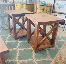 Load image into Gallery viewer, Farmhouse Coffee Table and End Tables Set: Rustic Provincial Brown Finish