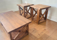 Load image into Gallery viewer, Farmhouse Coffee Table and End Tables Set: Rustic Provincial Brown Finish