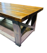 Load image into Gallery viewer, Rustic Farmhouse Coffee Table: Gray & Provincial Brown, X Accent