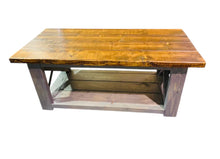 Load image into Gallery viewer, Rustic Farmhouse Coffee Table: Gray & Provincial Brown, X Accent