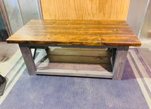 Load image into Gallery viewer, Rustic Farmhouse Coffee Table: Gray & Provincial Brown, X Accent