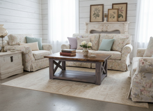 Load image into Gallery viewer, Rustic Farmhouse Coffee Table: Gray & Provincial Brown, X Accent