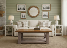 Load image into Gallery viewer, Rustic Farmhouse Coffee Table: Gray & Provincial Brown, X Accent